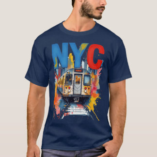 Camiseta Nova York Metrô NYC Metrôchuva estilo aquarela