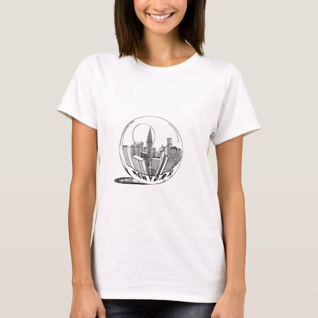 Camiseta Nova York numa bola de vidro (Frente)
