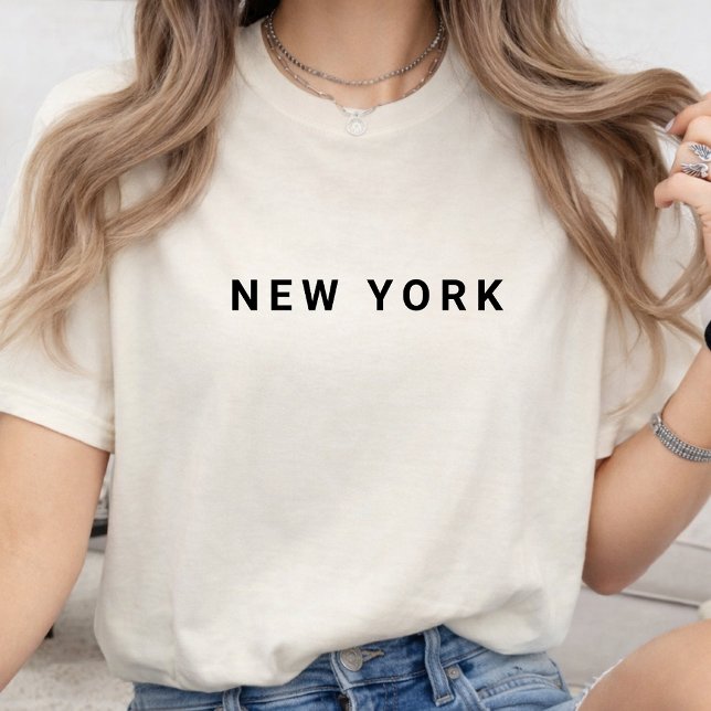 Camiseta Nova York | Tipografia Moderna Personalizada Nome  (Personalized USA City Shirt Gift | Customizable USA State Souvenir | New York Vacation Memory Shirt)
