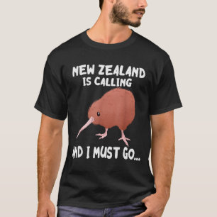 Camiseta Nova Zelândia Está Chamando Kiwi Ave Animal Silves
