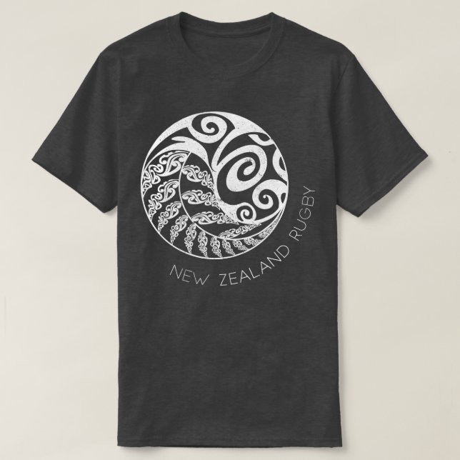 Camiseta Nova Zelândia Rugby Maori inspirou Kiwi Silver Fer (Frente do Design)