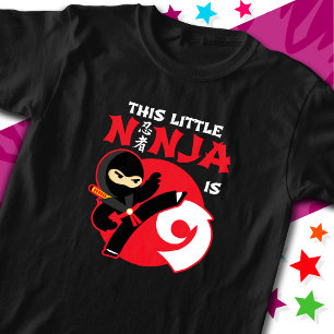 Camiseta Nove Aniversário Festa de Crianças de 9 Anos Ninja