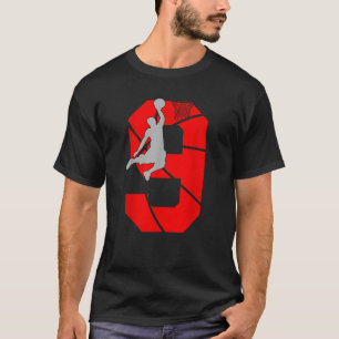 Camiseta Nove anos, 9º aniversário, Festa de Basquete