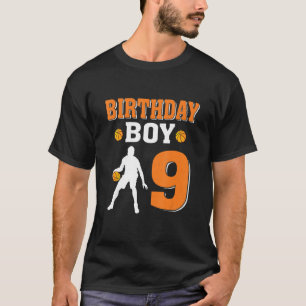 Camiseta Nove anos, 9º aniversário, Festa de Basquete