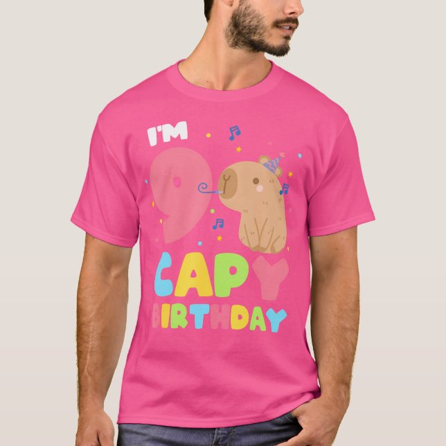 Camiseta Nove Anos Capy Aniversário É O Meu 9º Aniversário  (Frente)