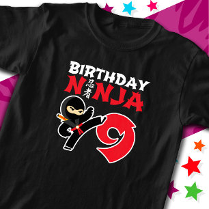 Camiseta Nove anos de festa Karate Ninja Crianças 9º aniver