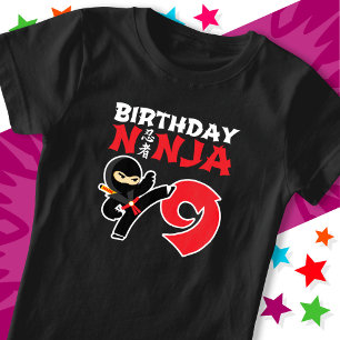 Camiseta Nove anos de festa Karate Ninja Crianças 9º aniver