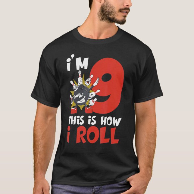 Camiseta Nove anos de idade Bowler 9º aniversário Crianças  (Frente)
