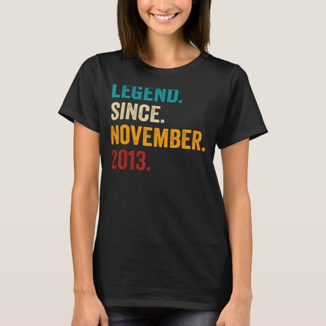 Camiseta Nove Anos De Idade Lenda Do Menino Desde Novembro (Frente)