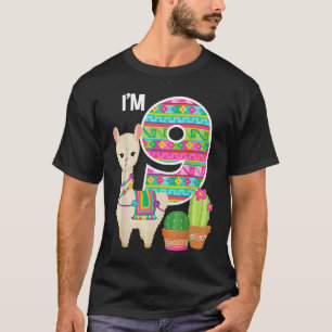 Camiseta Nove Anos de Idade Menina de Aniversário do Llama