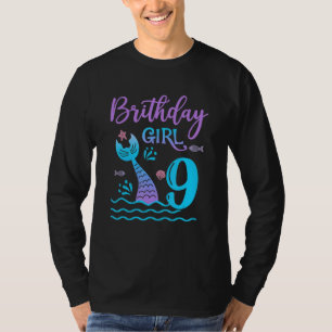 Camiseta Nove anos de idade Presente Sereia-Sereia 9.. Aniv