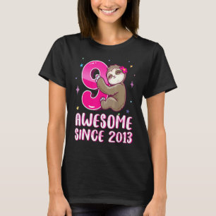 Camiseta Nove anos, Gata Rosa Rosa Rosa, Leve, 9º Aniversár