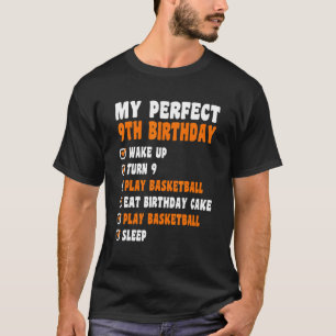 Camiseta Nove Anos Perfeito 9º Aniversário Basquete 9º Bi