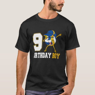 Camiseta Nove Anos Presentes Dando Voleibol Nono Aniversári