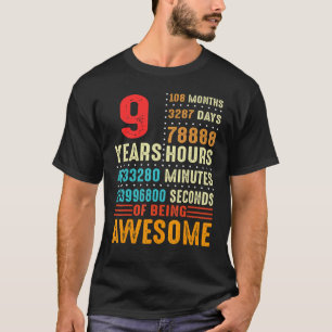 Camiseta Nove Anos Vintage, 108 Meses Menino Gi