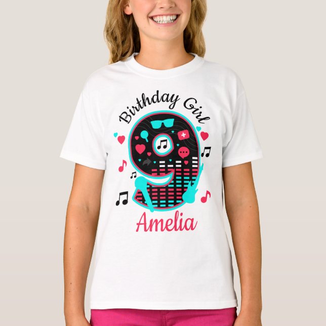 Camiseta Nove Bairthday Girl Music 9th (Frente)