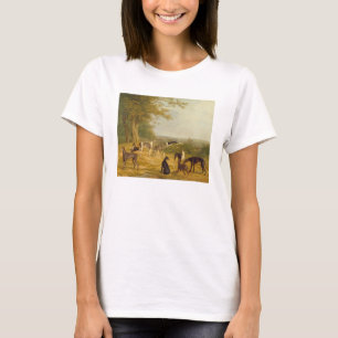 Camiseta Nove galgos em uma paisagem (óleo em canvas)