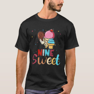 Camiseta Nove Sorvetes Doce Para Raparigas De Aniversário 9