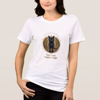 Camiseta Nove Vidas Magia Infinita Gata Preta Celestial Fei