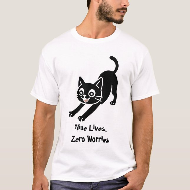 Camiseta Nove Vidas, Zero Preocupações (Frente)