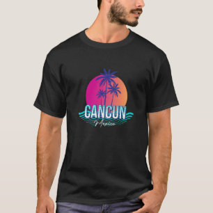 Camiseta Novelon Cancun México Onda de Árvore de Palmeira