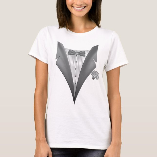 Camiseta Novelty Tuxedo Tux Impressão (Frente)