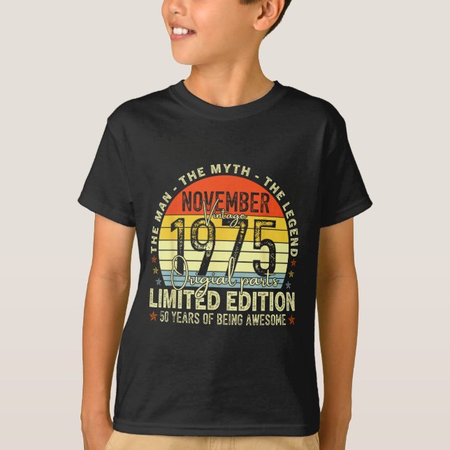 Camiseta November 1975 50th Birthday For Men Women 50 Year  (Frente)