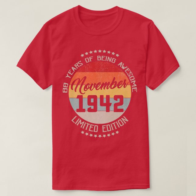 Camiseta Novembro De 1942 80 Aniversário De 80 Anos De Esta (Frente do Design)