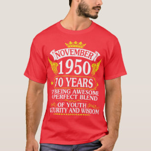 Camiseta Novembro De 1950 Feliz Aniversário 70 Anos De Aten