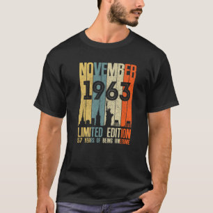 Camiseta Novembro De 1963 T 57 Anos 1963 Presente De Aniver