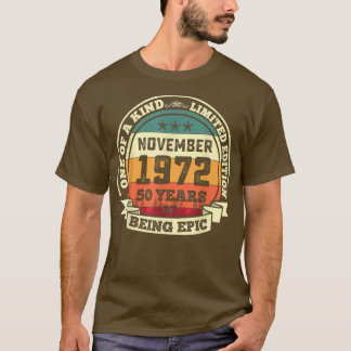 Camiseta Novembro De 1972 50º Aniversário Presente 50 Anos