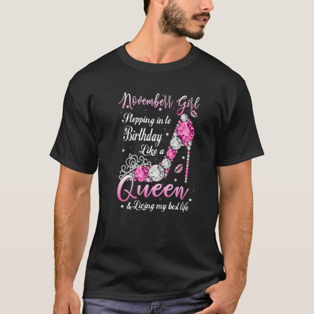 Camiseta Novembro Garota entrando no meu aniversário como u (Frente)