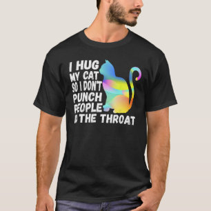 Camiseta Novidade Eu Abraço Meus Gatos Para Não Dar Socos N