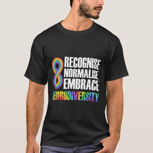 Camiseta Novidade Neurodiversidade Rainbow Infinity Autism  (Frente)