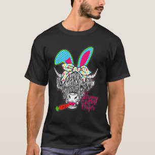Camiseta Novilha Feliz Páscoa Engraçado Novilha Vaca Highla