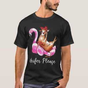 Camiseta Novilha Por Favor Flamingo Flutuar Bandana Vaca Pr