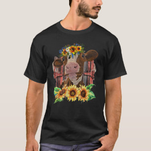 Camiseta Novilha Vaca Com Girassol Animais De Fazenda Campo