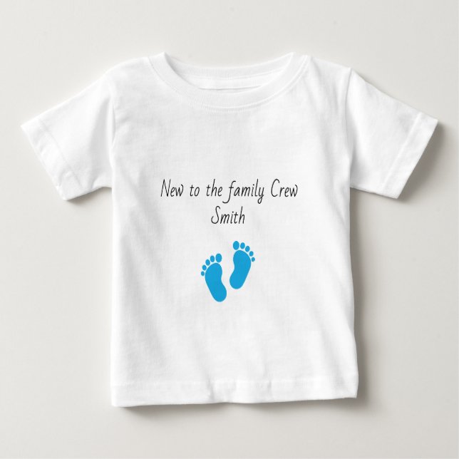 Camiseta Novo à família Crew Baby Nome Personalizado (Frente)
