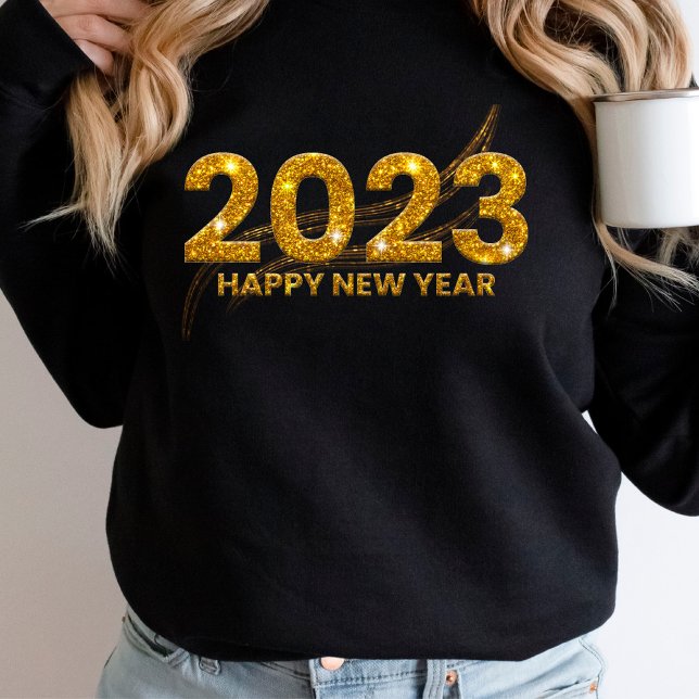 Camiseta Novo ano 2023, Dourada acento Dourado Glitter Spar (Criador carregado)