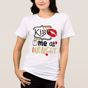 Camiseta Novo Ano Me Beija No Moderno À Meia-Noite