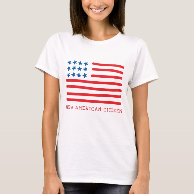 Camiseta Novo cidadão americano | Bandeira Americana Desenh (Frente)
