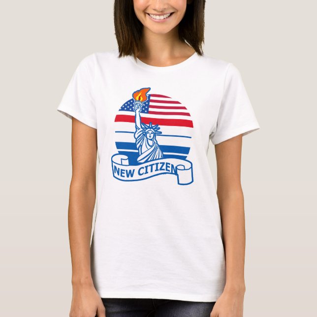 Camiseta Novo cidadão americano com estátua da liberdade (Frente)