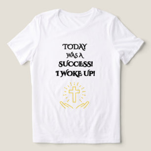 CAMISETA NOVO DIA, EU ACORDEI, BLUSA BRANCA TRI-BLEND FEMIN