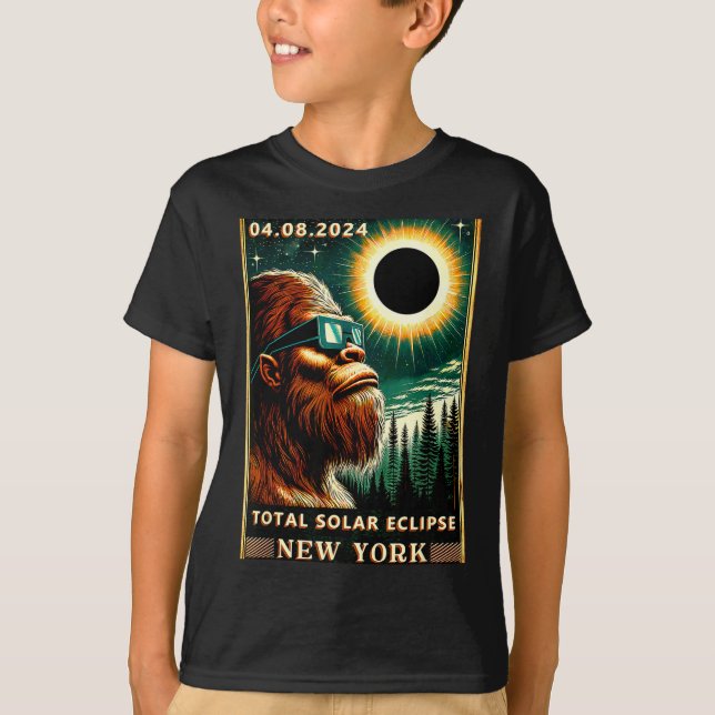 Camiseta Novo Eclipse Total do Sol Pé Grande de York (Frente)