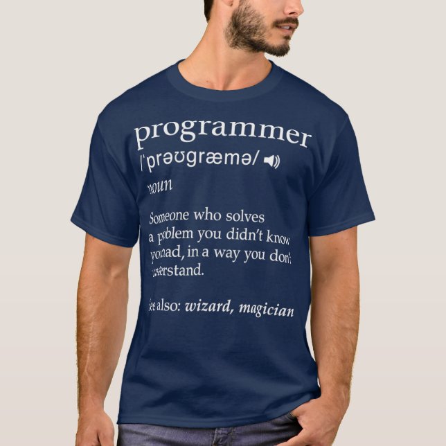 Camiseta Novo Engraçado Definição de Programação T Codifica (Frente)