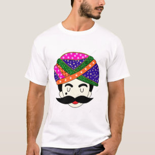 Camiseta Novo grande turbante de moda e mustac parecem lá