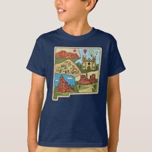 Camiseta Novo Mapa do Estado do México Vintage Albuquerque