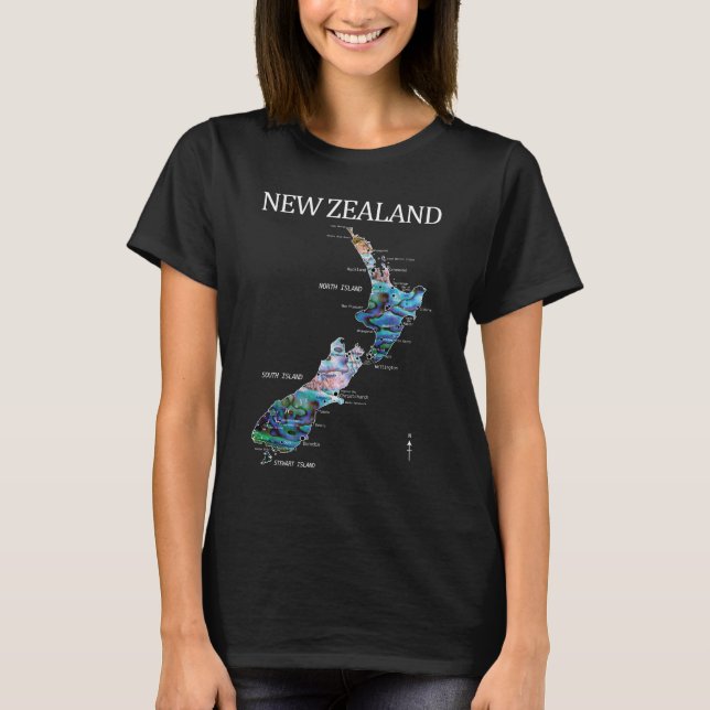 CAMISETA NOVO MAPA ZEALAND PAUA DETALHADO (Frente)