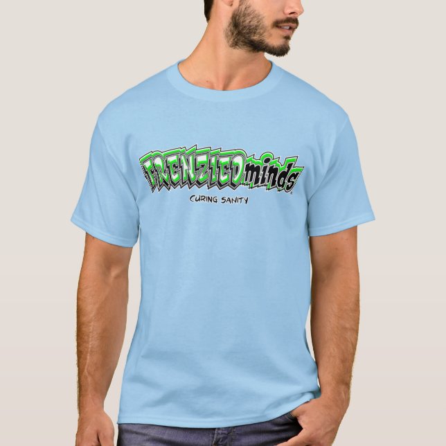 Camiseta Novo-&-Melhorado! Parte traseira verde & louca de (Frente)