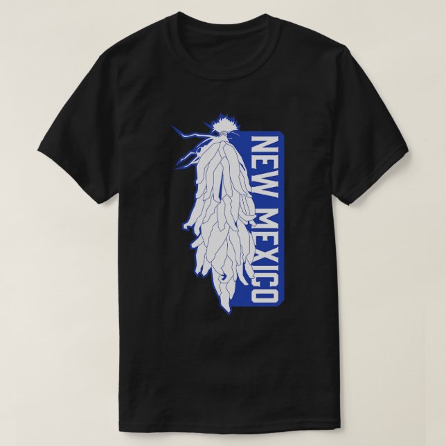 Camiseta Novo México Chile Ristra Azul (Frente do Design)